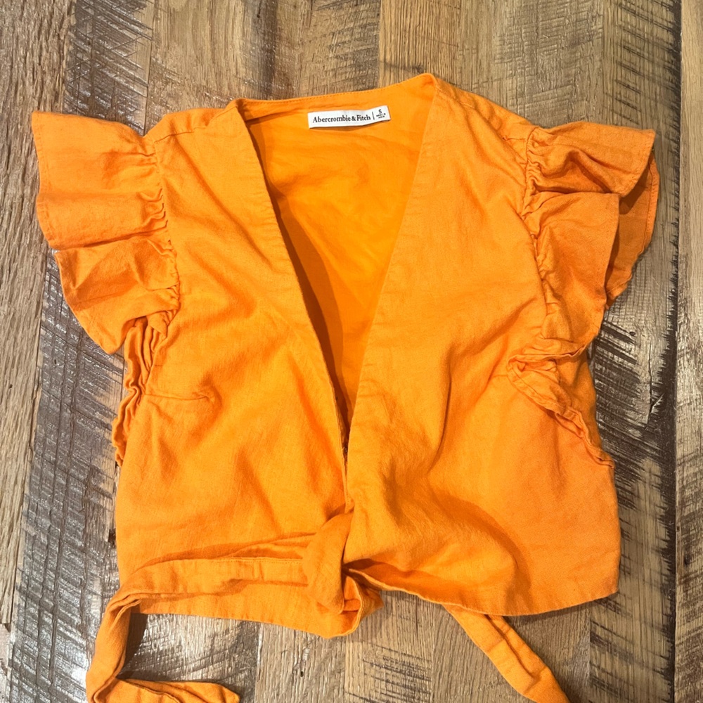 Abercrombie & Fitch Bright Orange Ruffle Tank Top
